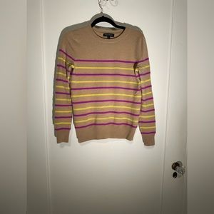 Banana Republic 100% cashmere tan/magenta/yellow striped sweater - Size S